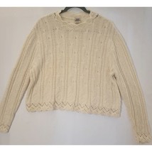 High Sierra Womens Pullover Sweater Size Medium Cream Crochet Knit Vintage USA - £11.63 GBP