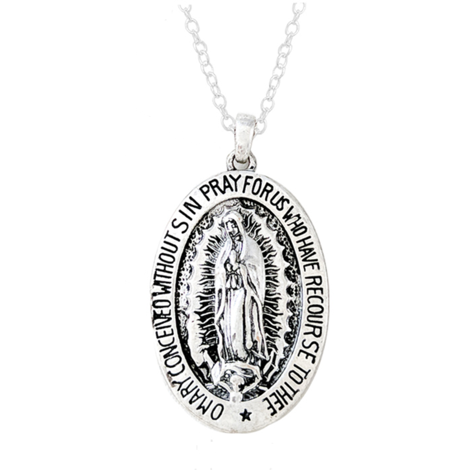 Primary image for Our Lady Of Guadalupe Virgin Mary Pendant Necklace Silver