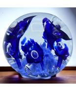 Vtg Prestige Art Glass Paperweight Flower Controlled Bubble Elwood Round... - $27.95