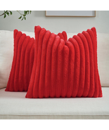 Christmas Red Striped Decorative Throw Pillow Covers 18X18 Inch Set of 2... - $37.54 CAD
