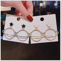 Korean version of super flash micro stud earrings simple five-pointed star circl - £6.56 GBP