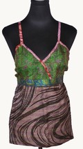 Boho Vintage-Style Patchwork Tank Top Pure Silk Kantha from Jaipur - £23.73 GBP