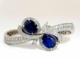 8Ct Oval Cut Blue Sapphire &amp; Diamonds Bangle Bracelet 14kt White Gold Finish - £105.51 GBP