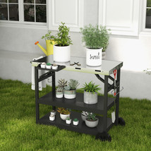 Home &amp; Outdoor Multifunctional Stainless Steel 3-Shelf Movable Grill Cart Table - £156.72 GBP
