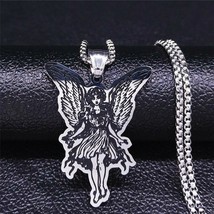 Fairie Necklace Womens Silver Stainless Steel Sprite Fairy Pixie Pendant - £13.57 GBP