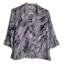 Alia Button Down Collared Shirt ~ Sz 8P ~ Purple, Gray, White ~ Half Sleeve - £17.59 GBP
