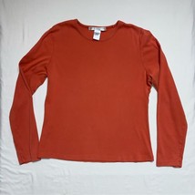 Rust Orange Shirt Women’s Large Basic Blouse Top Soft Fall Pumpkin Stret... - £21.70 GBP