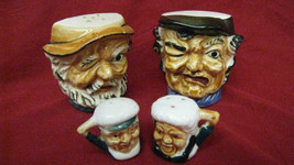 Lot of Vintage Old Folk Man Face Head Mug Stein Salt Pepper Shakers -Japan - $24.74