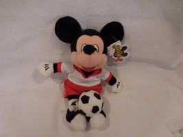 Disney Store Plush Bean&#39;s Soccer Mickey With Red Uniform &amp; Sewn Eyes - £7.80 GBP