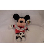 DISNEY STORE Plush Bean&#39;s SOCCER MICKEY with Red Uniform &amp; Sewn Eyes - £7.92 GBP
