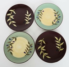 Set of 4 Crate &amp; Barrel earthenware Kalamata Olive Branch tapas plates 6.5&quot; - £19.97 GBP