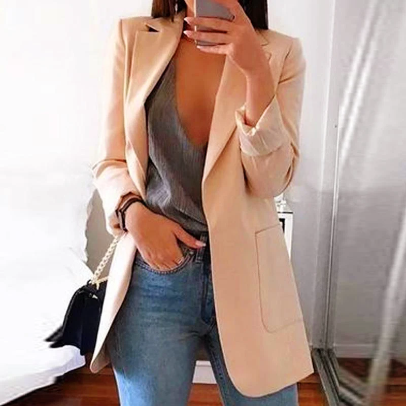 2021 Spring Work Office Lady Women Blazers Slim Notched Jacket Tops For Woman Kh - £116.01 GBP