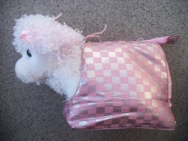 plush white dog poodle in pink doggie carrier tote - £11.99 GBP