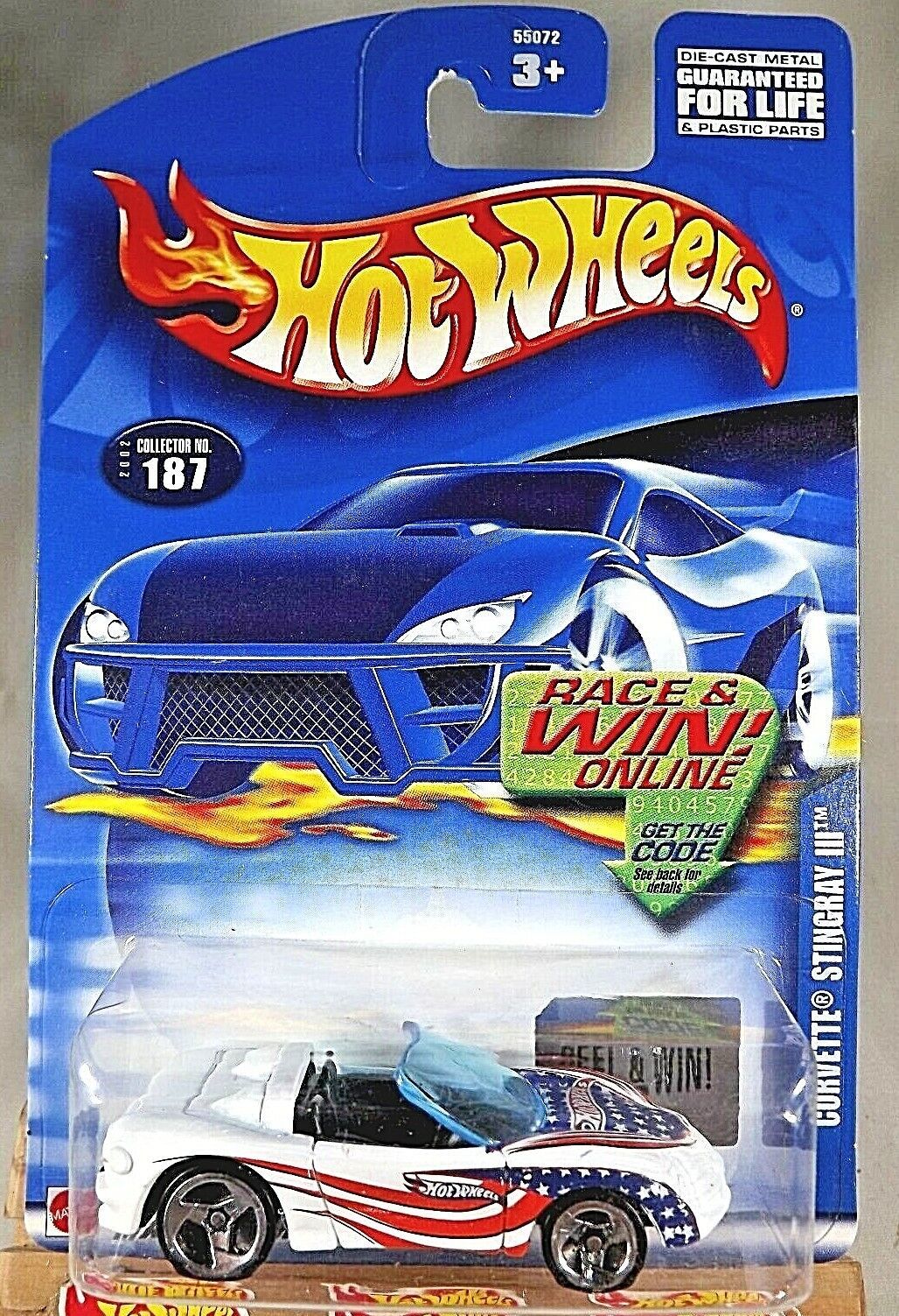2002 Hot Wheels Mainline/Collector #187 CORVETTE STINGRAY lll White w/Chrome 3Sp