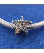 Sterling silver and 14k Gold-plated Sparkling Crossover Star Charm  7635... - $25.79 CAD