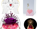 Mother&#39;s Day Gifts for Mom from Daughter Son, Glass Angel with Real Rose... - £25.99 GBP