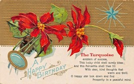 The Turquoise~A Happy Birthday~Month Of December With POEM-GILT Postcard - £5.15 GBP