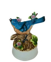 Bluebird Music Box Figurine Mann Milano Porcelain Eda Blue Bird Musical ... - $64.35