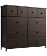 Reahome 10 Drawer Dresser For Bedroom Faux Leather Chest Of Drawers Fabric - £92.39 GBP