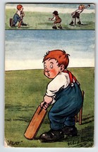 A Coming Cricketer Postcard Tuck Play GE Shepheard Boy Cricket Paddle Ser 9375 - $37.55