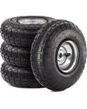 4 Pack 10” Heavy-Duty Replacement Tires and Wheels - 4.10/3.50-4” With 1... - £52.93 GBP