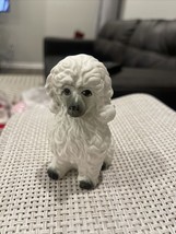 Vintage Porcelain White Permed Coif Poodle Figurine Hand Painted Pretty - $17.67