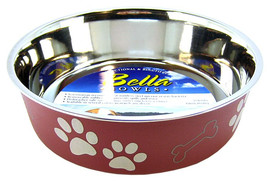 Loving Pets Merlot Stainless Steel Dish With Rubber Base Large - 1 count... - £24.41 GBP
