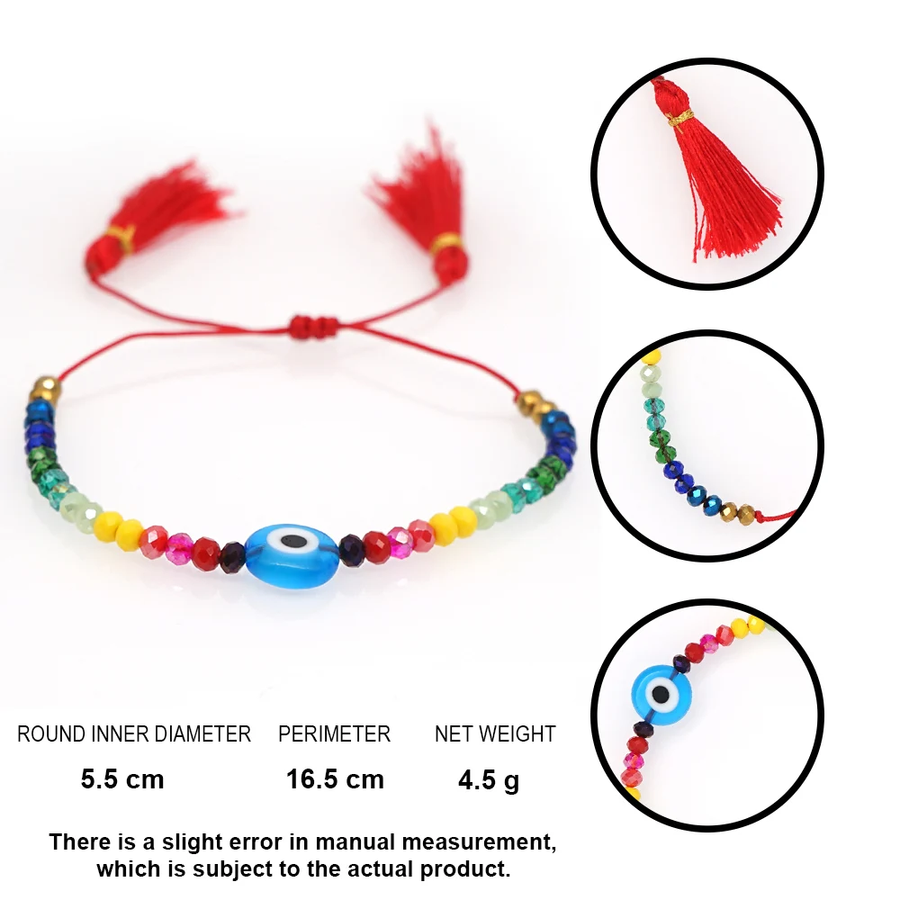 Turkish Evil Eye Bracelets Rainbow Bracelet For Women Jewelry Colorful Crystal B - £13.61 GBP