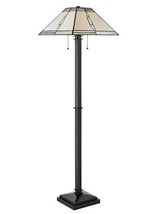 Floor Torchiere Lamp DALE TIFFANY PARKDALE Square Base 2-Light Blue Bronze - £380.96 GBP