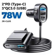 78W 5-in-1 Car Fast Charger with 1.5m Type-C Cable PD QC 3.0 PPS 25W - £17.87 GBP
