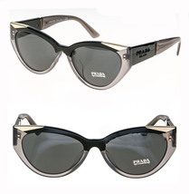 Prada Symbole Black Gray Triangle PR03WS 03W Cat Eye Fashion Sunglasses - £294.60 GBP