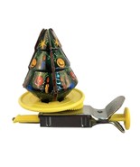 VTG Tin Litho Spinning Christmas Tree Toy With Wind-Up Mechanism Collect... - $23.38