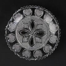 Lacy Flint Glass 12 Heart Cup Plate Lee Rose 455C, Antique c1840 Sandwic... - £15.62 GBP