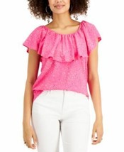 Msrp $50 Style &amp; Co Ruffle-Neck Top Pink Size Xs Nwot - $22.09