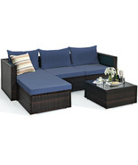 5 Pieces Patio Rattan Sectional Furniture Set with Cushions and Coffee T... - $10,776.34 MXN