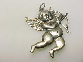 CUPID ANGEL Vintage PENDANT in Sterling Silver - 2 inches - $65.00