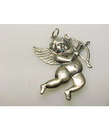CUPID ANGEL Vintage PENDANT in Sterling Silver - 2 inches - $65.00