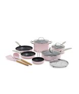 Healthy Ceramic and Dishwasher Safe 12-Piece Pots and Pans Cookware Set,... - $125.17
