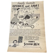 Fisher&#39;s Scone Mix Print Ad Vintage 1955 Flouring Mill Seattle WA Family Picnic - £13.37 GBP