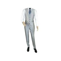 Men Tuxedo Formal Suit ROYAL DIAMOND Slim Fit 3Pc Vested shiny Satin SL82 Silver image 7