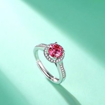 1 Ct Round Cut Pink VVS1 Moissanite  14k White Gold Over Adjustable Wedding Ring - £117.26 GBP