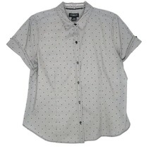 Liz Claiborne Womens Blouse Size XL Short Sleeve Button Front Collared Gray - £10.36 GBP
