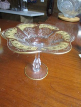 Duncan &amp; Miller &quot;Canterbury&quot; pattern footed compote gold encrusted tulip design - £94.43 GBP
