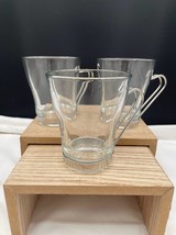 Set of 3 Bormioli Rocco Clear Glass Mugs Cups with Metal Band Handle Tem... - £15.16 GBP