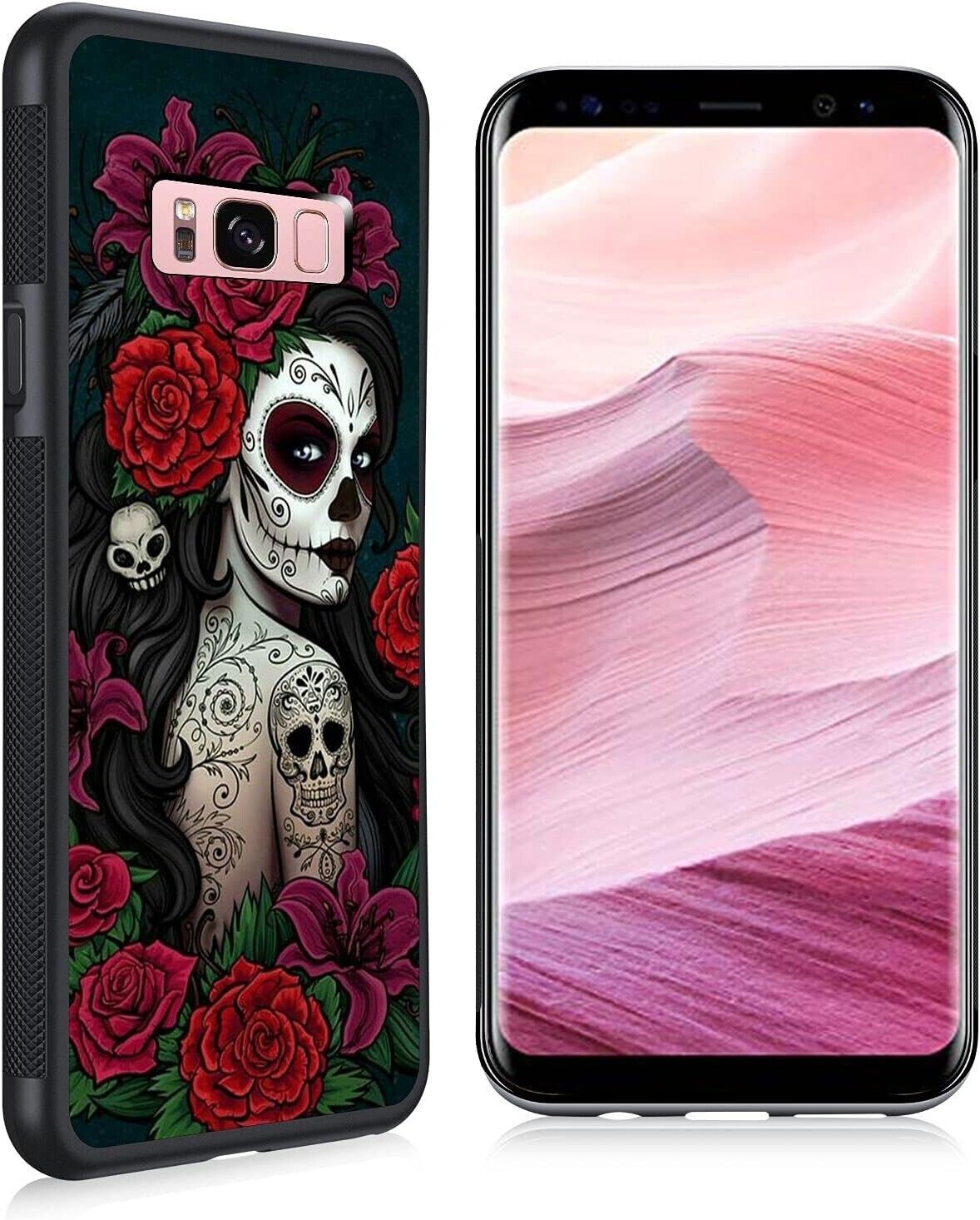 For Samsung Galaxy S8 Sugar Skull Girl Roses Slim Fit Protective Cover Case - $12.86