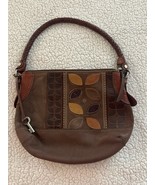 Fossil Leather Suede Hobo Shoulder Bag Embossed 3D Leaf Pattern Braided ... - $586.83 MXN