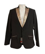 JF J Ferrar 38R Black Suit Blazer Sports Coat Gold Snake Skin Trim Shoul... - £40.85 GBP