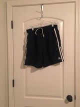 Adidas Men&#39;s Blue &amp; White Athletic Shorts Drawstring 3-Stripe Size Medium  - £33.24 GBP