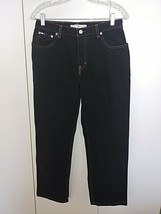 TOMMY HILFIGER LADIES BLACK COTTON JEANS-8(A29)-BARELY WORN-TOP-STITCHED... - $11.29