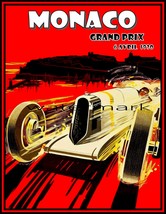 Monaco Vintage 1930 Automobile Racing Print,  13 x10 inch Canvas Giclee Print - £23.86 GBP